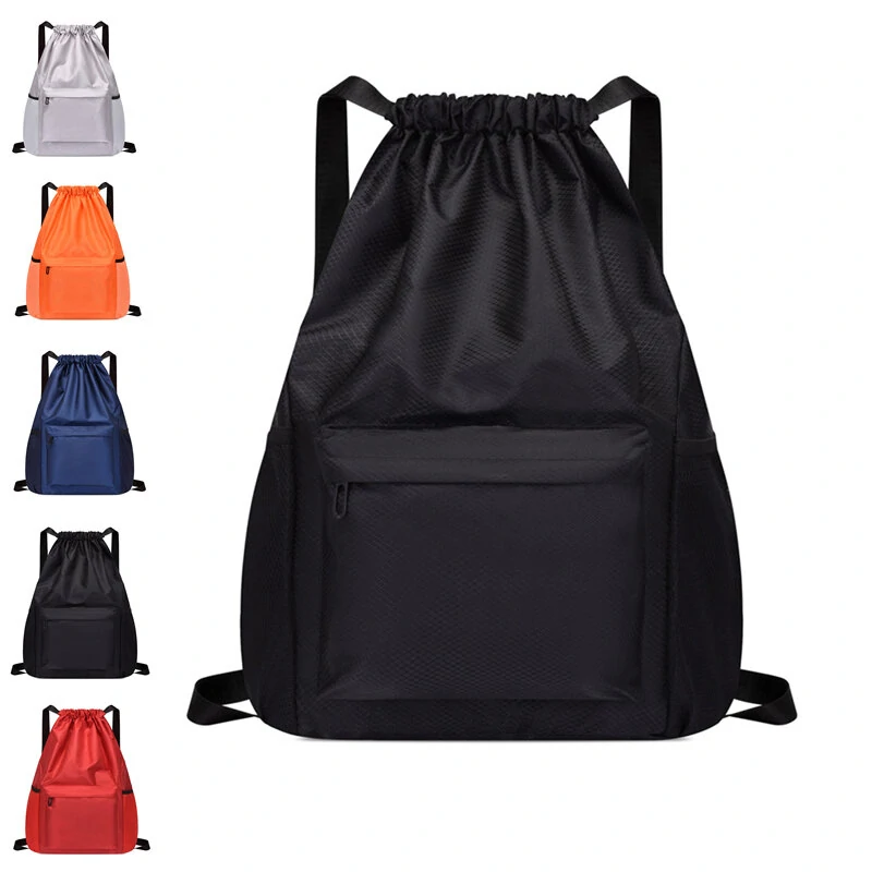 (image for) Portable Drawstring Bag Sport Fitness Travel Outdoor Backpack Waterproof Gym Drawstring Sack Riding Backpack Gym Shoulder Bag